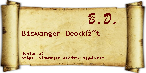 Biswanger Deodát névjegykártya